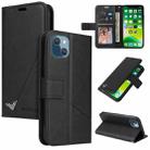 For iPhone 13 GQUTROBE Right Angle Leather Phone Case(Black) - 1