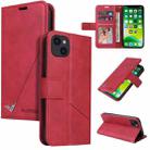 For iPhone 13 mini GQUTROBE Right Angle Leather Phone Case (Red) - 1