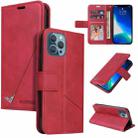 For iPhone 13 Pro GQUTROBE Right Angle Leather Phone Case (Red) - 1