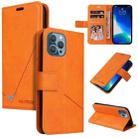 For iPhone 13 Pro GQUTROBE Right Angle Leather Phone Case (Orange) - 1