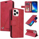 For iPhone 13 Pro Max GQUTROBE Right Angle Leather Phone Case (Red) - 1