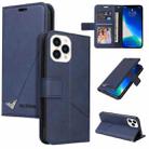 For iPhone 13 Pro Max GQUTROBE Right Angle Leather Phone Case (Blue) - 1