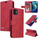 For iPhone 12 mini GQUTROBE Right Angle Leather Phone Case (Red) - 1