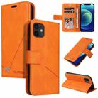 For iPhone 12 mini GQUTROBE Right Angle Leather Phone Case (Orange) - 1