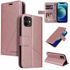 For iPhone 12 mini GQUTROBE Right Angle Leather Phone Case (Rose Gold) - 1