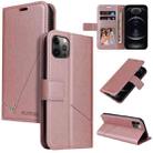 For iPhone 12 Pro GQUTROBE Right Angle Leather Phone Case(Rose Gold) - 1