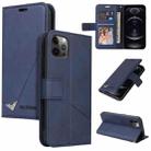 For iPhone 12 Pro GQUTROBE Right Angle Leather Phone Case(Blue) - 1