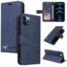 For iPhone 12 Pro Max GQUTROBE Right Angle Leather Phone Case(Blue) - 1