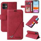 For iPhone 11 GQUTROBE Right Angle Leather Phone Case (Red) - 1