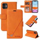 For iPhone 11 GQUTROBE Right Angle Leather Phone Case (Orange) - 1