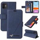 For iPhone 11 GQUTROBE Right Angle Leather Phone Case (Blue) - 1