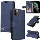 For iPhone 11 Pro Max GQUTROBE Right Angle Leather Phone Case(Blue) - 1