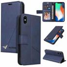 For iPhone X / XS GQUTROBE Right Angle Leather Phone Case(Blue) - 1