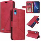 For iPhone XR GQUTROBE Right Angle Leather Phone Case(Red) - 1