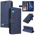 For iPhone XR GQUTROBE Right Angle Leather Phone Case(Blue) - 1
