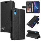 For iPhone XR GQUTROBE Right Angle Leather Phone Case(Black) - 1