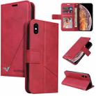 For iPhone XS Max GQUTROBE Right Angle Leather Phone Case(Red) - 1