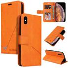 For iPhone XS Max GQUTROBE Right Angle Leather Phone Case(Orange) - 1