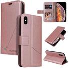 For iPhone XS Max GQUTROBE Right Angle Leather Phone Case(Rose Gold) - 1
