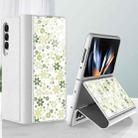 For Samsung Galaxy Z Fold4 GKK Floral Pattern Electroplating Tempered Glass Leather Case(Flower 01) - 1