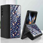 For Samsung Galaxy Z Fold4 GKK Floral Pattern Electroplating Tempered Glass Leather Case(Flower 03) - 1