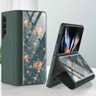 For Samsung Galaxy Z Fold4 GKK Floral Pattern Electroplating Tempered Glass Leather Case(Flower 04) - 1
