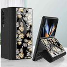 For Samsung Galaxy Z Fold4 GKK Floral Pattern Electroplating Tempered Glass Leather Case(Flower 07) - 1