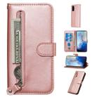 For Galaxy S20 Fashion Calf Texture Zipper Horizontal Flip Leather Case with Stand & Card Slots & Wallet Function(Rose Gold) - 1