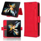 For Samsung Galaxy Z Fold4 5G Skin Feel Calf Texture Card Slots Leather Phone Case(Red) - 1