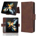 For Samsung Galaxy Z Fold4 5G Skin Feel Calf Texture Card Slots Leather Phone Case(Brown) - 1