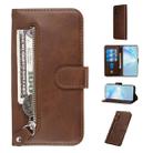 For Galaxy S20+ Fashion Calf Texture Zipper Horizontal Flip Leather Case with Stand & Card Slots & Wallet Function(Brown) - 1