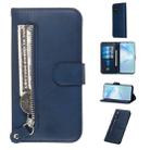 For Galaxy S20+ Fashion Calf Texture Zipper Horizontal Flip Leather Case with Stand & Card Slots & Wallet Function(Blue) - 1