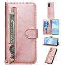 For Galaxy S20+ Fashion Calf Texture Zipper Horizontal Flip Leather Case with Stand & Card Slots & Wallet Function(Rose Gold) - 1