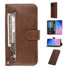 For Galaxy S20 Ultra Fashion Calf Texture Zipper Horizontal Flip Leather Case with Stand & Card Slots & Wallet Function(Brown) - 1