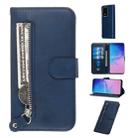 For Galaxy S20 Ultra Fashion Calf Texture Zipper Horizontal Flip Leather Case with Stand & Card Slots & Wallet Function(Blue) - 1