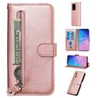 For Galaxy S20 Ultra Fashion Calf Texture Zipper Horizontal Flip Leather Case with Stand & Card Slots & Wallet Function(Rose Gold) - 1