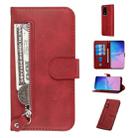 For Galaxy S20 Ultra Fashion Calf Texture Zipper Horizontal Flip Leather Case with Stand & Card Slots & Wallet Function(Red) - 1