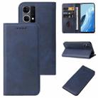 For OPPO Reno7 4G Magnetic Closure Leather Phone Case(Blue) - 1