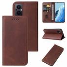 For OPPO Reno8 Lite Magnetic Closure Leather Phone Case(Brown) - 1