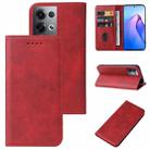 For OPPO Reno8 Pro Magnetic Closure Leather Phone Case(Red) - 1