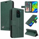 For Xiaomi Redmi Note 9 GQUTROBE Right Angle Leather Phone Case(Green) - 1