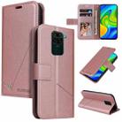 For Xiaomi Redmi Note 9 GQUTROBE Right Angle Leather Phone Case(Rose Gold) - 1