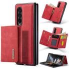 For Samsung Galaxy Z Fold4 DG.MING M1 Series 3-Fold Multi Card Wallet  Phone Case(Red) - 1