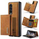 For Samsung Galaxy Z Fold4 DG.MING M1 Series 3-Fold Multi Card Wallet  Phone Case(Brown) - 1