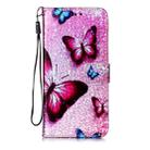 For Huawei P40 Lite Glitter Pattern Horizontal Flip Leather Case with Holder & Card slot & Wallet & Lanyard(Blue Butterfly) - 1