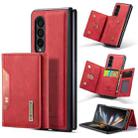 For Samsung Galaxy Z Fold4 DG.MING M2 Series 3-Fold Multi Card Bag Phone Case(Red) - 1