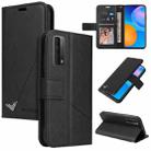 Huawei P smart 2021 GQUTROBE Right Angle Leather Phone Case(Black) - 1