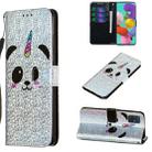 For Galaxy A51 Glitter Pattern Leather Case With Left And Right With Bracket & Card slot & Wallet & Lanyard(Panda) - 1