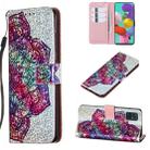 For Galaxy A51 Glitter Pattern Leather Case With Left And Right With Bracket & Card slot & Wallet & Lanyard(Datura Flower) - 1