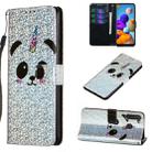 For Galaxy A21 Glitter Pattern Leather Case With Left And Right With Bracket & Card slot & Wallet & Lanyard(Panda) - 1